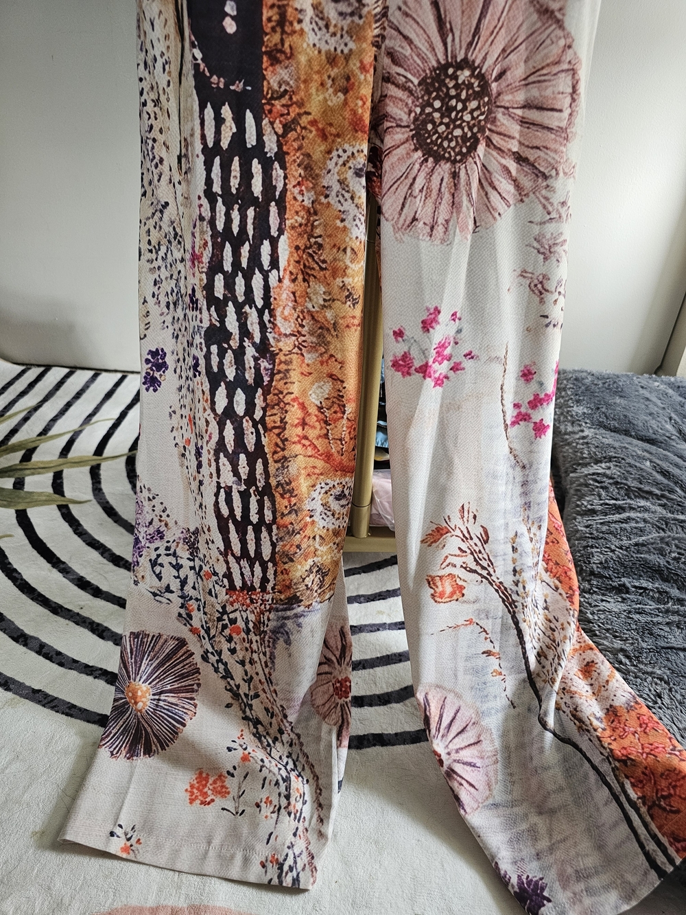 Floral Boho Wide-Leg Linen Jumpsuit in Cream & Orange - Picture 4 of 7